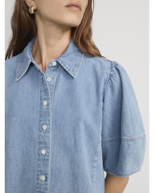 FRAME Blue The Lantern Blouse