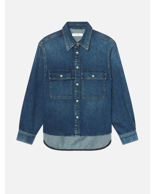 FRAME Blue The Long Sleeve Hi-low Shirt