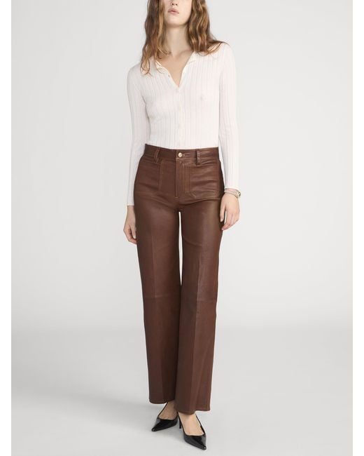 FRAME Brown Le Slim Palazzo Modernist Pocket Leather