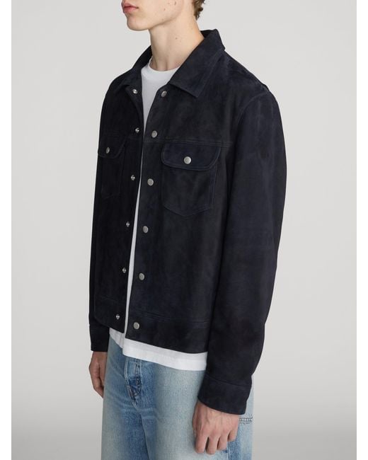 FRAME Blue Suede Trucker Jacket for men