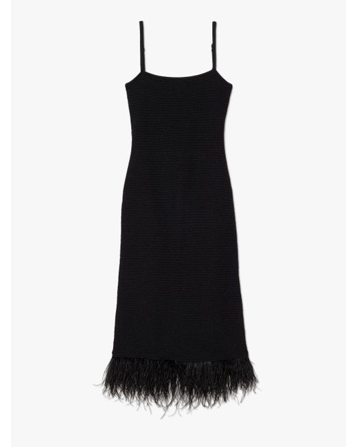 FRAME Black Crochet Feather Dress