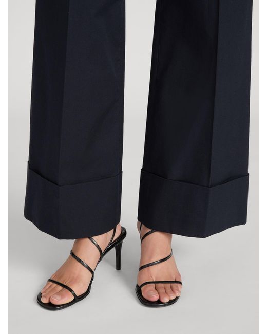 FRAME Blue The Cuffed Slim Palazzo Trouser
