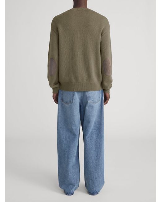 FRAME Green Suede Patch Sweater for men