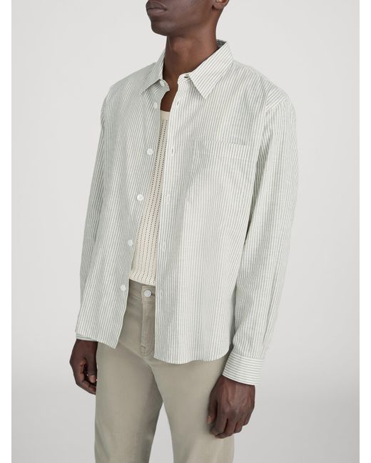 FRAME White Linen Blend Stripe Shirt for men