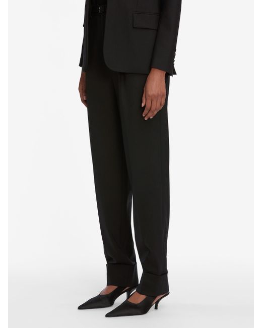 FRAME Black The Cuffed Pleated Trouser