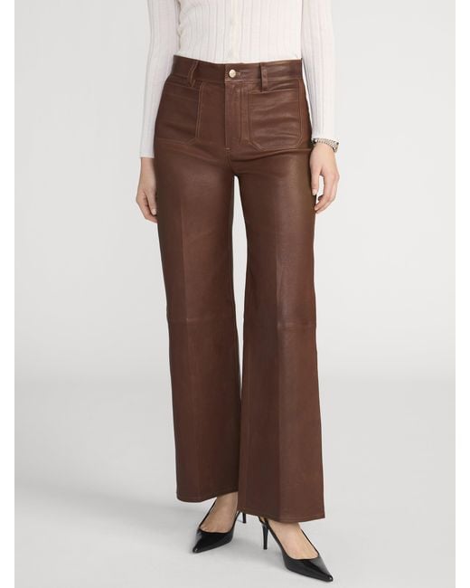 FRAME Brown Le Slim Palazzo Modernist Pocket Leather