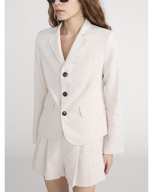 FRAME Natural The Striped Smart Blazer