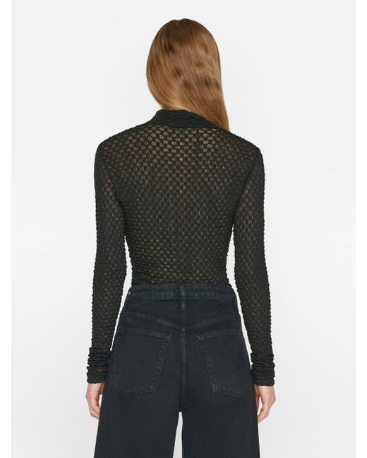 FRAME Mesh Lace Turtleneck in Black Lyst UK