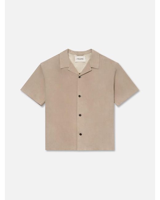 FRAME Natural Short Sleeve Suede Shirt for men