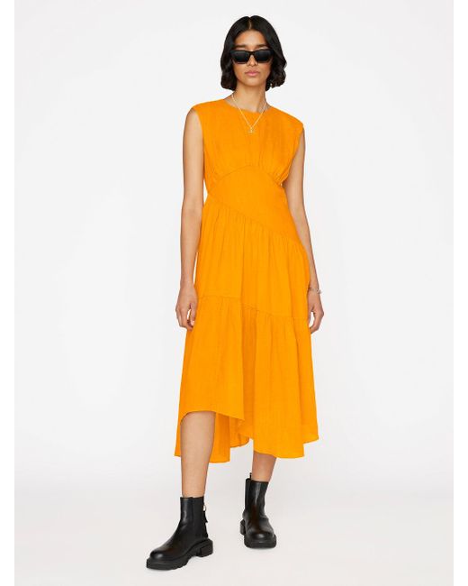 Womens Clothing Dresses Casual and day dresses FRAME Gathered Seam Dress in Orange 