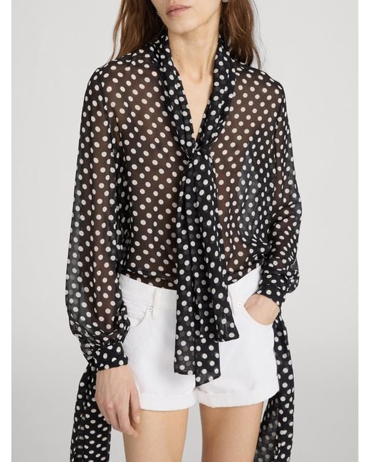 FRAME Black The Nouvelle Polka Dot Blouse