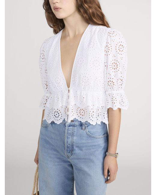 FRAME White The Solstice Eyelet Blouse