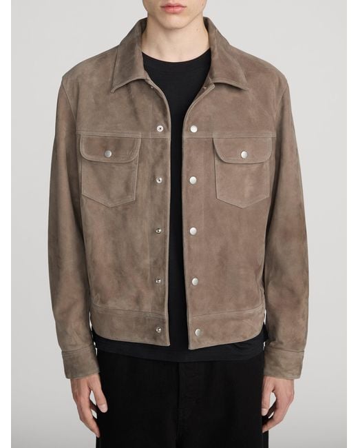 FRAME Brown Suede Trucker Jacket for men