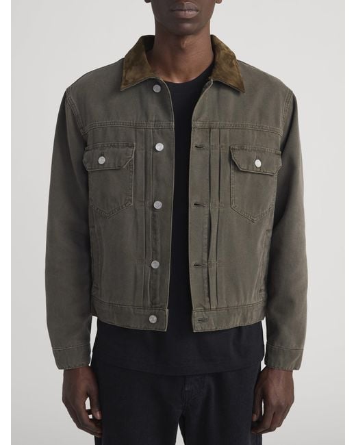 FRAME Green Canvas Trucker Jacket