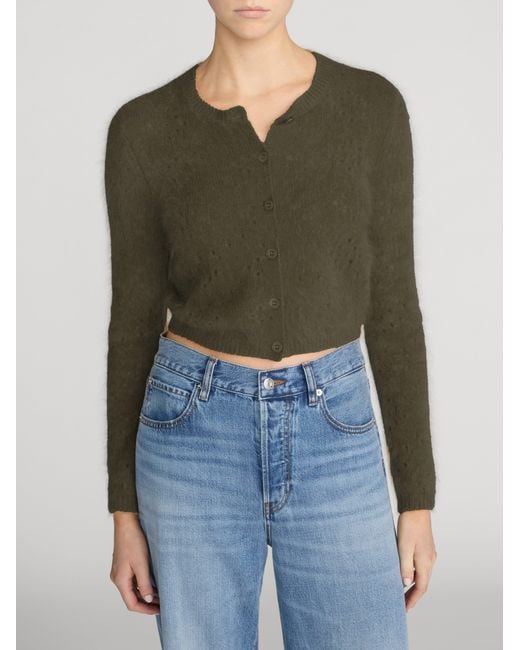 FRAME Green The Cashmere Airy Teddy Cardi