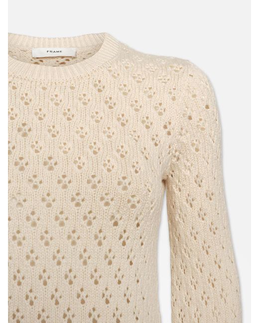 FRAME White Crochet Knit Top