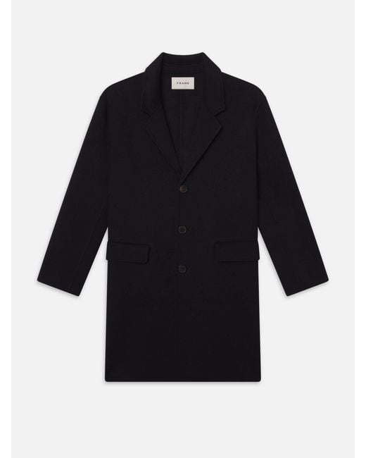 FRAME Blue Double Face Wool Overcoat for men