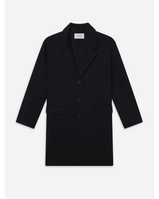FRAME Blue Double Face Wool Overcoat for men