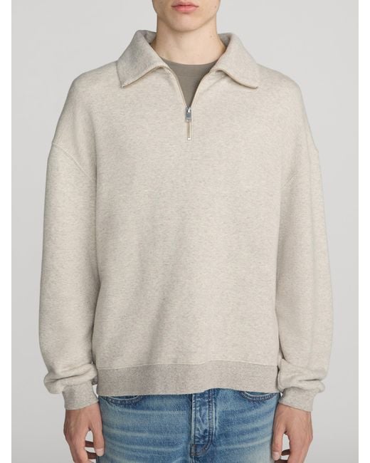 FRAME White Relaxed Zip Up Sweatshirt for men