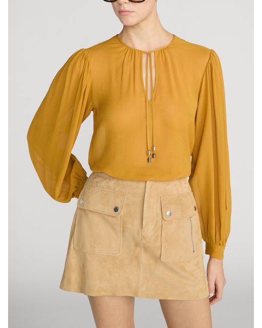 FRAME Yellow The Silk Amulet Blouse