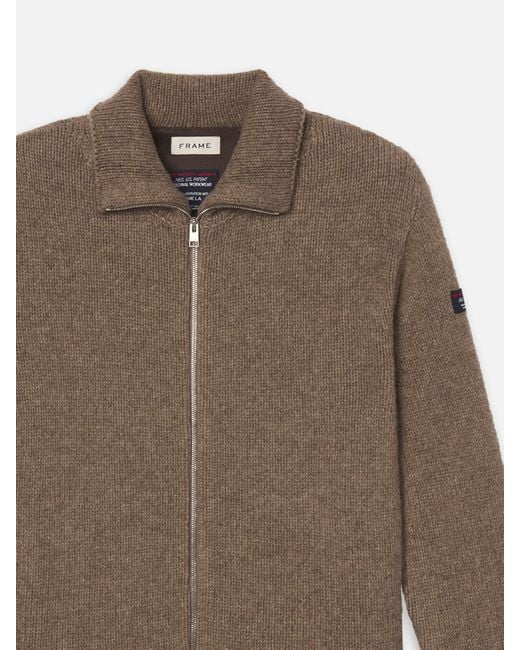 FRAME Brown The Society Archive Zip-up Cardigan Sweater for men