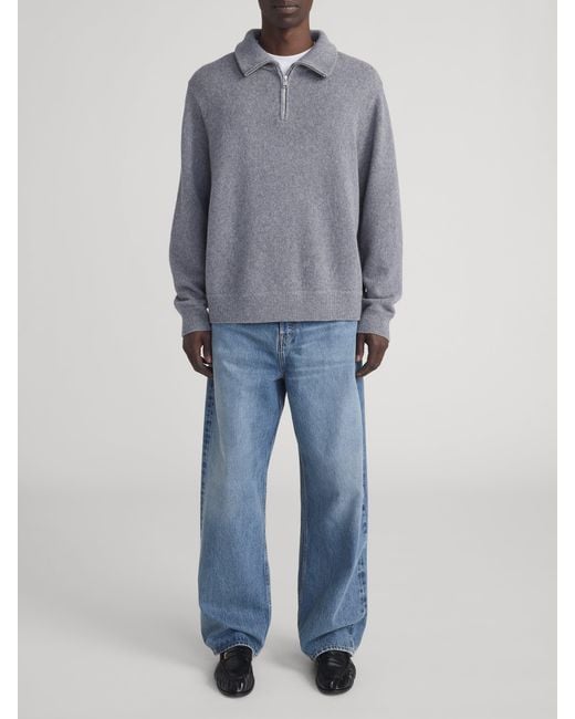 FRAME Gray Zip Up Wool Sweater for men