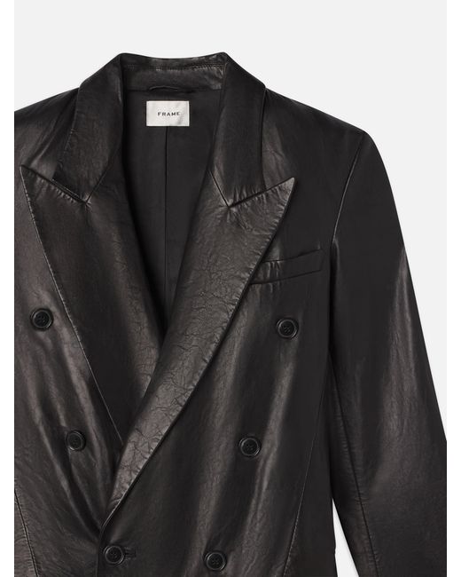 FRAME Black Tailored Leather Coat