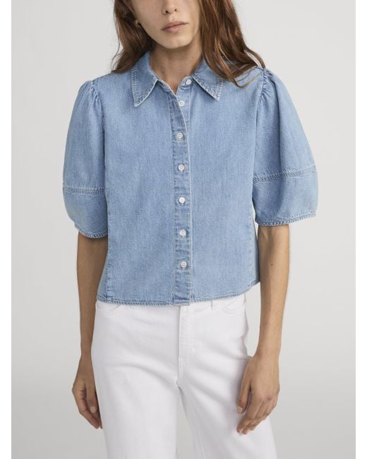 FRAME Blue The Lantern Blouse