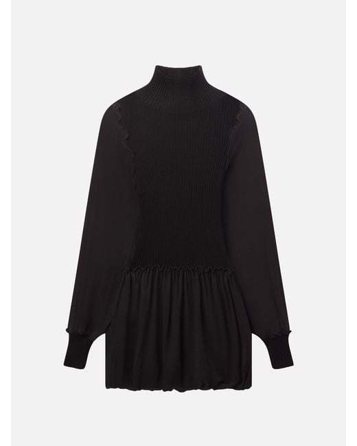 FRAME Black The Sheer Sleeve Dress
