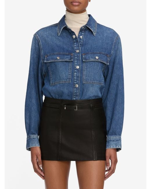FRAME Blue The Long Sleeve Hi-low Shirt