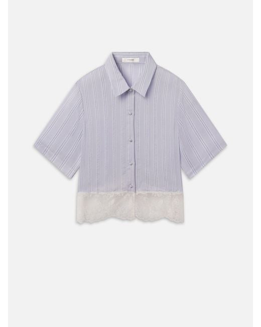 FRAME Purple The Stripe Lace Shirt