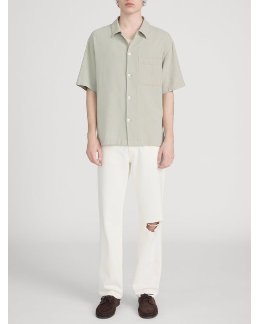 FRAME Green Textured S/s Shirt for men