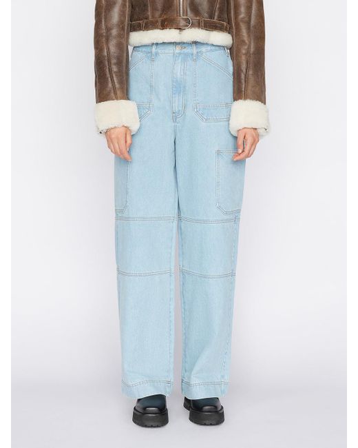 FRAME Oversized Cargo Jean in Blue Lyst