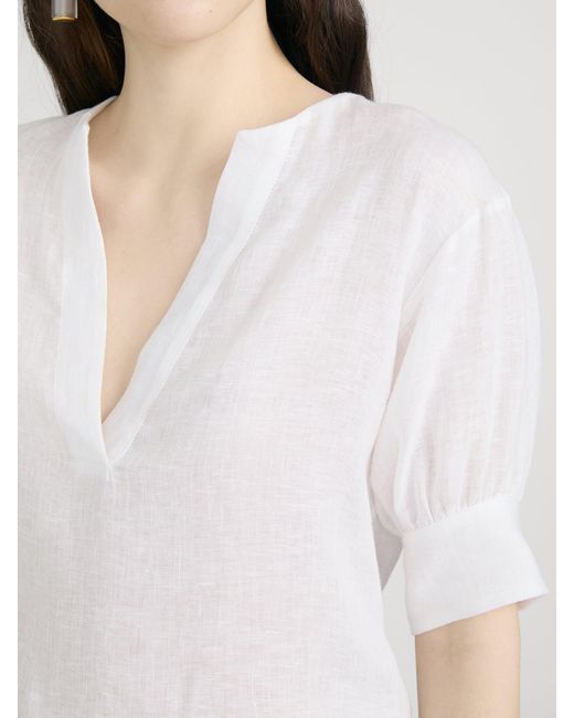FRAME White The Linen V-neck Popover Top