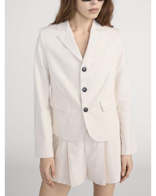 FRAME Natural The Striped Smart Blazer