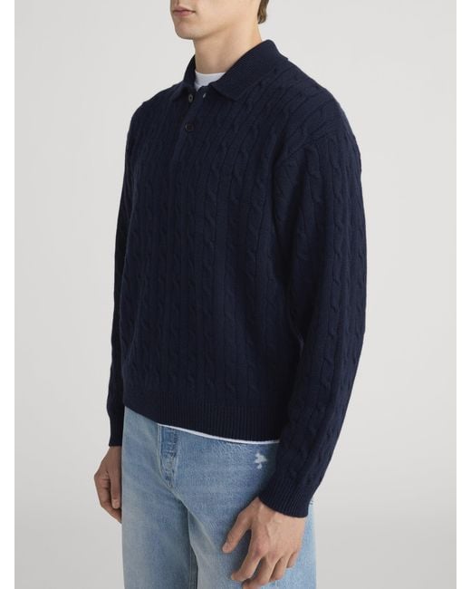 FRAME Blue Cable Polo Sweater for men
