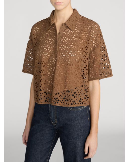 FRAME Brown The Downing Eyelet Polo