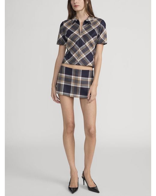 FRAME Blue The Checkmate Skirt