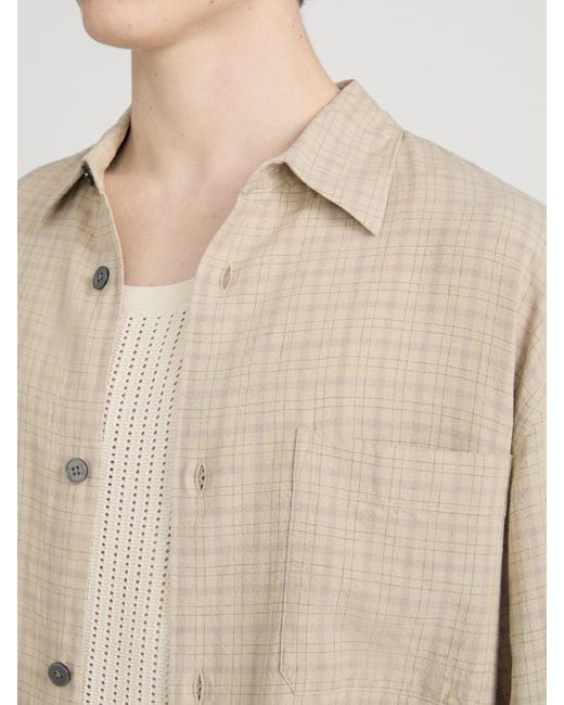 FRAME Natural Linen Blend Plaid Shirt for men