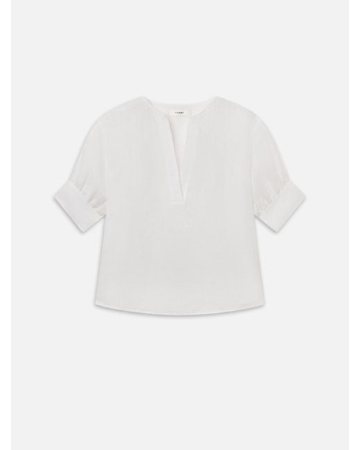 FRAME White The Linen V-neck Popover Top