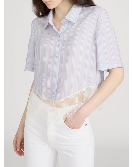 FRAME Purple The Stripe Lace Shirt