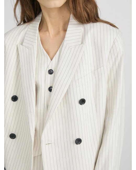 FRAME White The Pinstripe Avenue Blazer