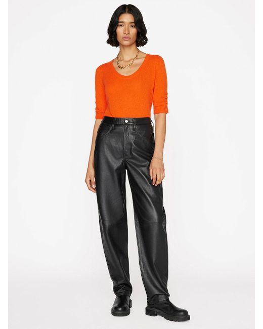 FRAME Scoop Neck Sweater in Orange | Lyst