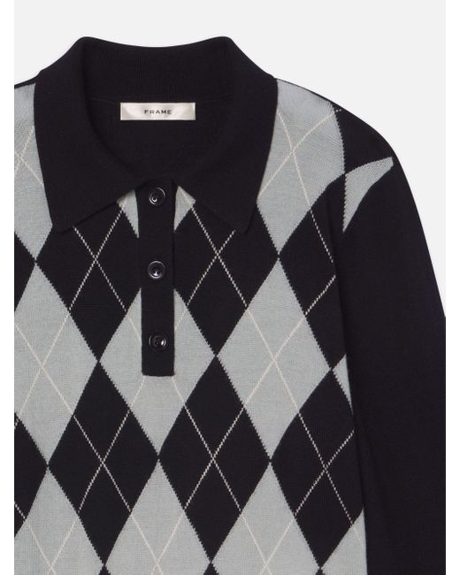 FRAME Black The Argyle Polo