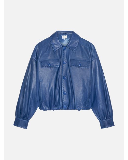 FRAME Blue The Leather Bubble Jacket