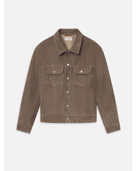 FRAME Brown Suede Trucker Jacket for men