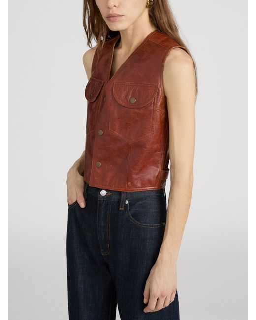FRAME Red The Leather Utility Vest