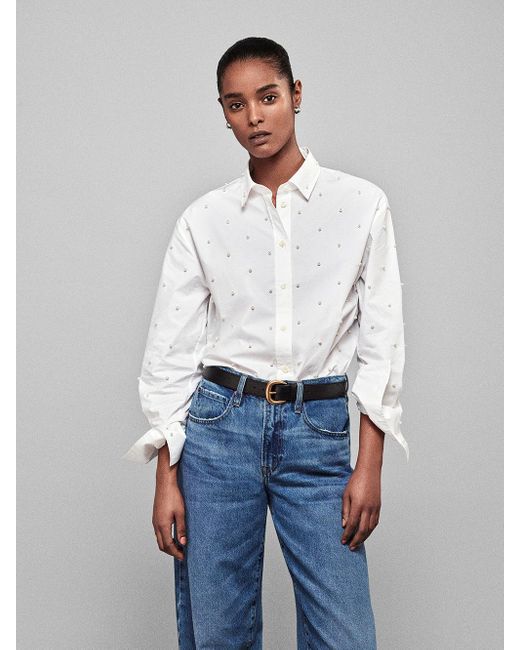 FRAME White The Oversized Pearl Shirt