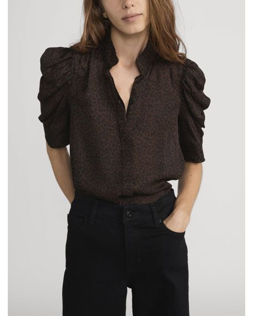 FRAME Black The Leopard Gillian Top