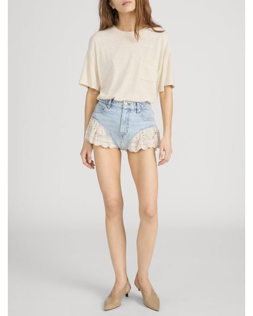 FRAME Blue The Crochet Ruffle Short